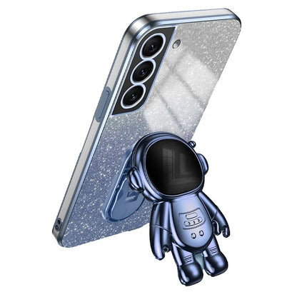 For Samsung Galaxy S21 FE 5G PC+TPU Case Anti-scratch Phone Cover with Astronaut Kickstand