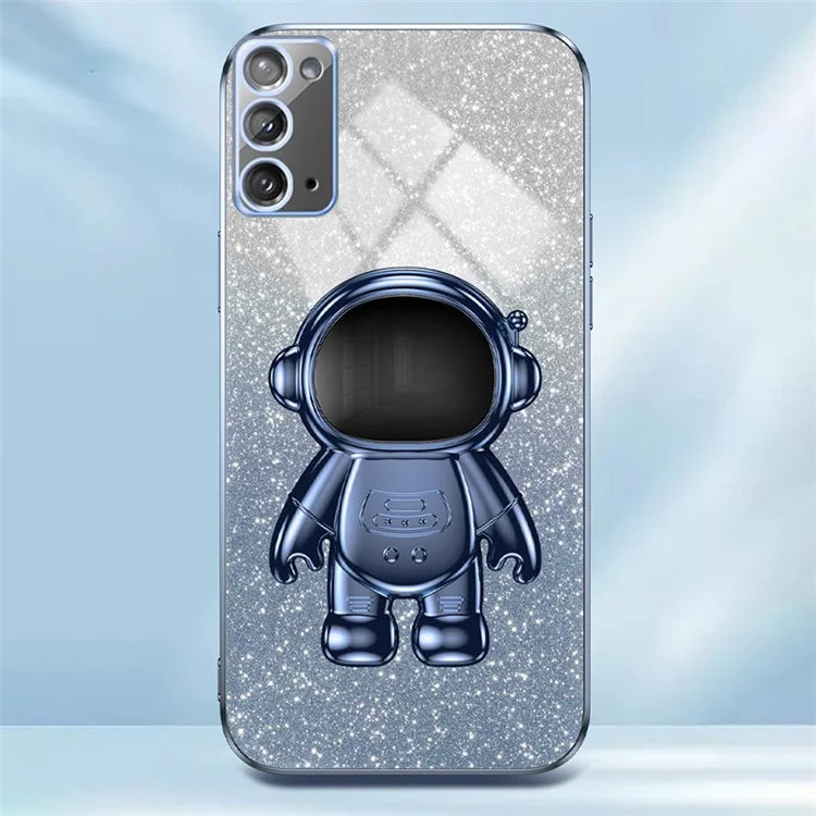 For Samsung Galaxy Note20 / Note20 5G Case PC+TPU Slim-Fit Phone Cover with Astronaut Kickstand