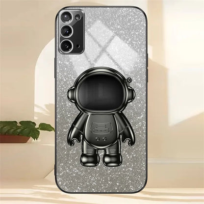 For Samsung Galaxy Note20 / Note20 5G Case PC+TPU Slim-Fit Phone Cover with Astronaut Kickstand