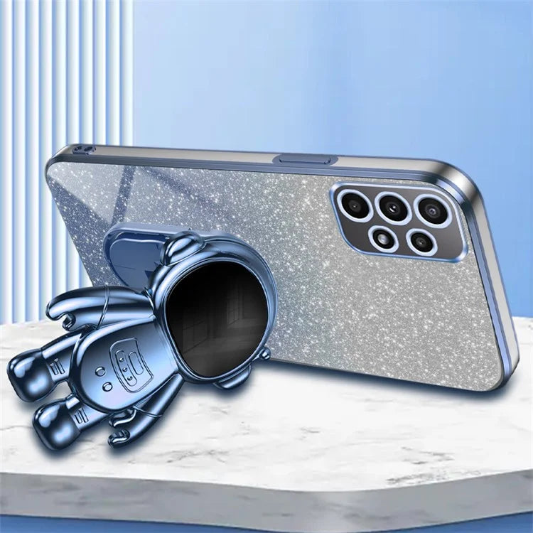 Cell Phone Case for Samsung Galaxy A32 5G / M32 5G PC+TPU Phone Cover with Astronaut Kickstand