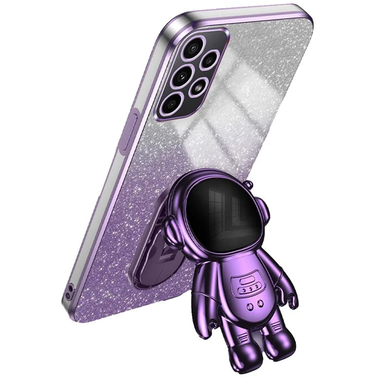 Cell Phone Case for Samsung Galaxy A32 5G / M32 5G PC+TPU Phone Cover with Astronaut Kickstand