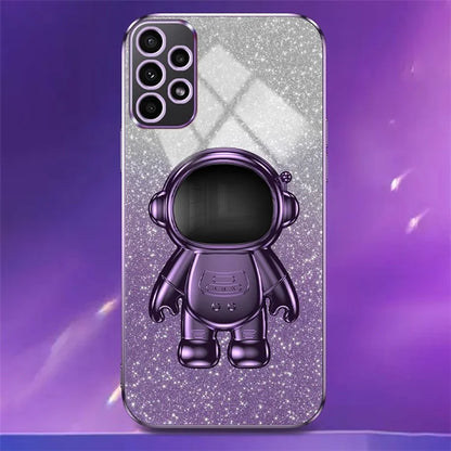 Cell Phone Case for Samsung Galaxy A32 5G / M32 5G PC+TPU Phone Cover with Astronaut Kickstand