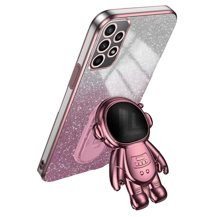Cell Phone Case for Samsung Galaxy A32 5G / M32 5G PC+TPU Phone Cover with Astronaut Kickstand