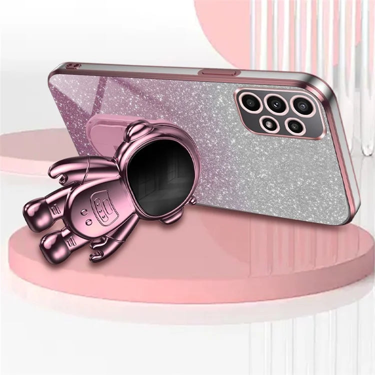 Cell Phone Case for Samsung Galaxy A32 5G / M32 5G PC+TPU Phone Cover with Astronaut Kickstand