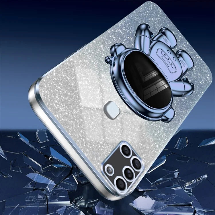 For Samsung Galaxy A21s Anti-scratch Phone Shell PC+TPU Phone Cover Case with Astronaut Kickstand