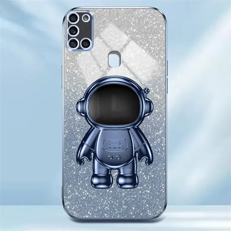 For Samsung Galaxy A21s Anti-scratch Phone Shell PC+TPU Phone Cover Case with Astronaut Kickstand