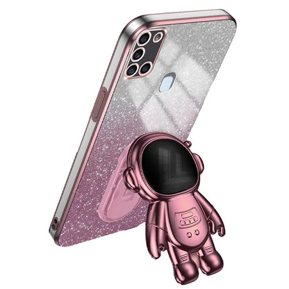 For Samsung Galaxy A21s Anti-scratch Phone Shell PC+TPU Phone Cover Case with Astronaut Kickstand