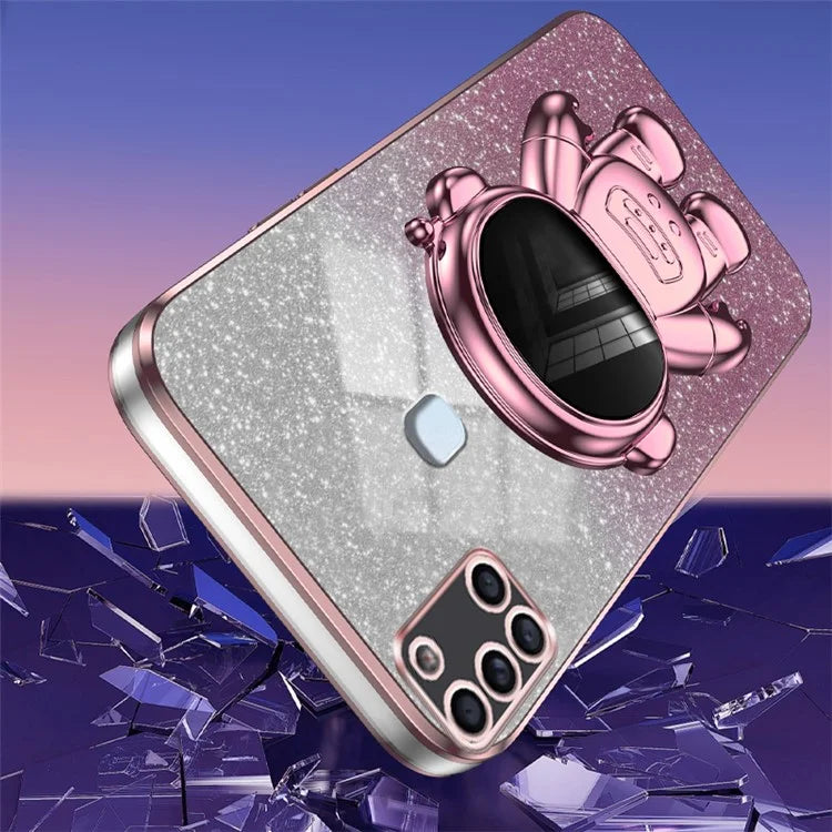 For Samsung Galaxy A21s Anti-scratch Phone Shell PC+TPU Phone Cover Case with Astronaut Kickstand