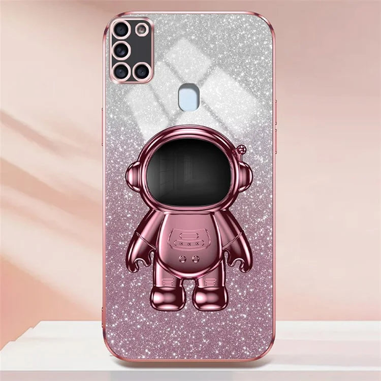 For Samsung Galaxy A21s Anti-scratch Phone Shell PC+TPU Phone Cover Case with Astronaut Kickstand