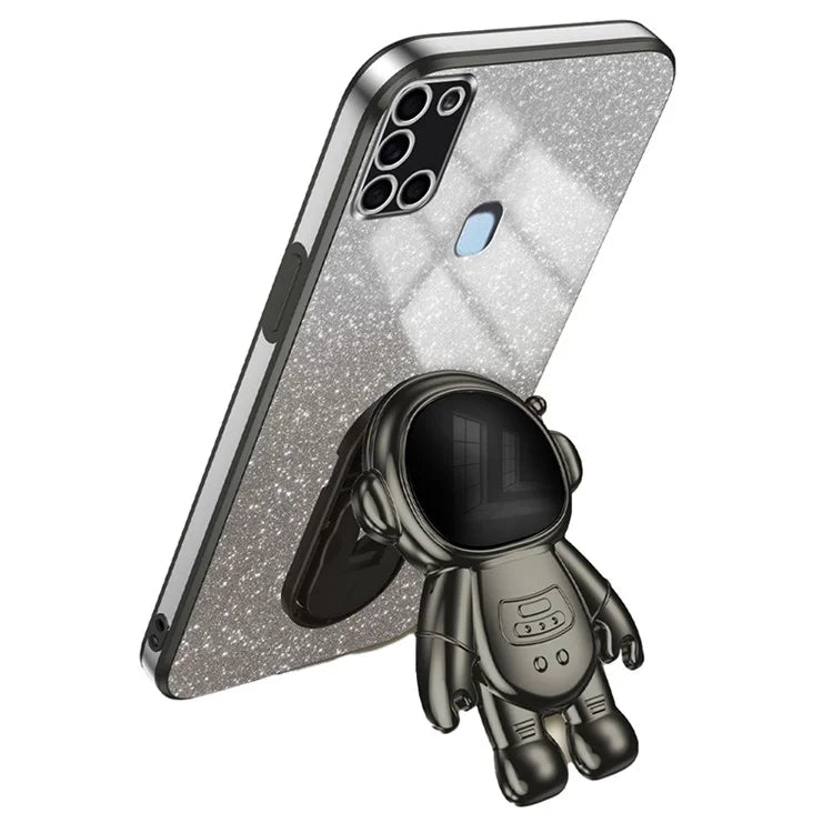 For Samsung Galaxy A21s Anti-scratch Phone Shell PC+TPU Phone Cover Case with Astronaut Kickstand