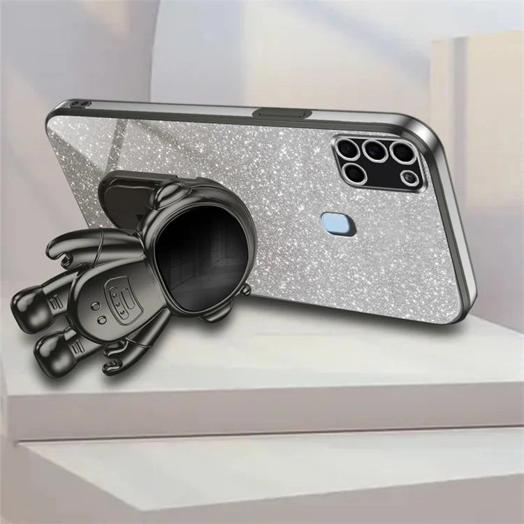 For Samsung Galaxy A21s Anti-scratch Phone Shell PC+TPU Phone Cover Case with Astronaut Kickstand