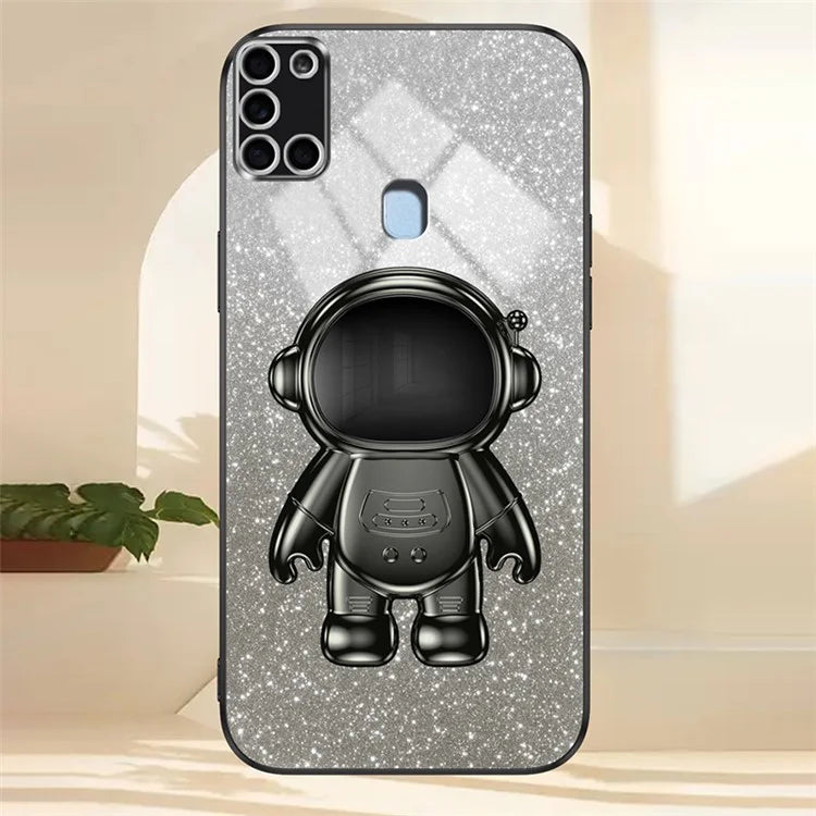 For Samsung Galaxy A21s Anti-scratch Phone Shell PC+TPU Phone Cover Case with Astronaut Kickstand