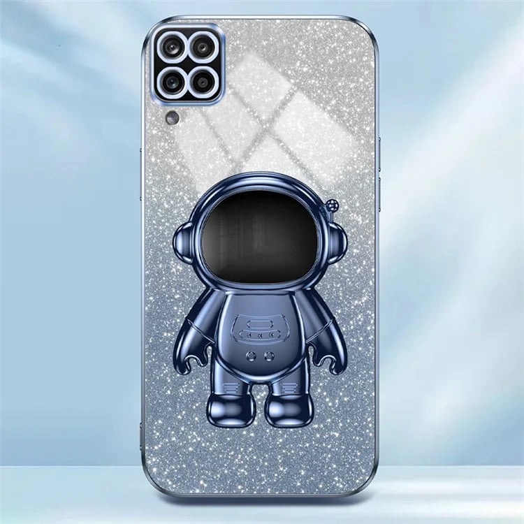 For Samsung Galaxy A22 4G (EU Version) PC+TPU Case Dustproof Phone Shell with Astronaut Kickstand