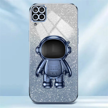 For Samsung Galaxy A22 4G (EU Version) PC+TPU Case Dustproof Phone Shell with Astronaut Kickstand