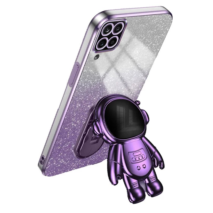 For Samsung Galaxy A22 4G (EU Version) PC+TPU Case Dustproof Phone Shell with Astronaut Kickstand
