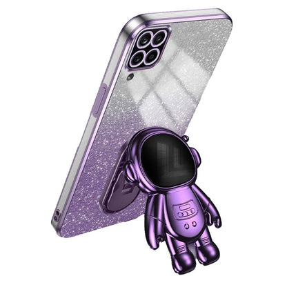 For Samsung Galaxy A22 4G (EU Version) PC+TPU Case Dustproof Phone Shell with Astronaut Kickstand