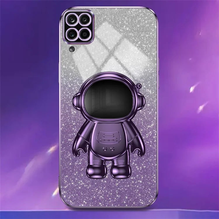 For Samsung Galaxy A22 4G (EU Version) PC+TPU Case Dustproof Phone Shell with Astronaut Kickstand