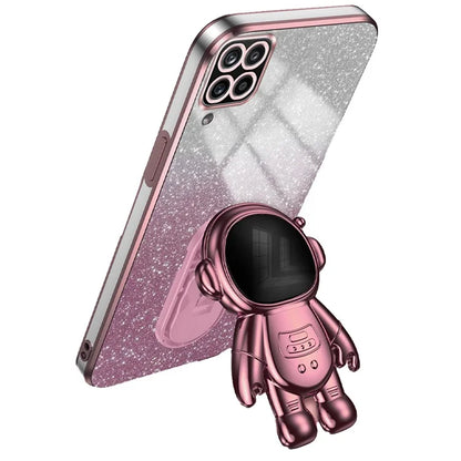 For Samsung Galaxy A22 4G (EU Version) PC+TPU Case Dustproof Phone Shell with Astronaut Kickstand