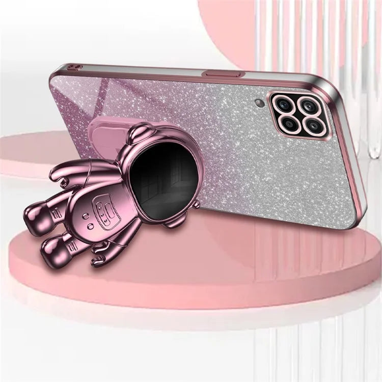 For Samsung Galaxy A22 4G (EU Version) PC+TPU Case Dustproof Phone Shell with Astronaut Kickstand