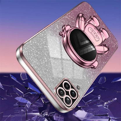 For Samsung Galaxy A22 4G (EU Version) PC+TPU Case Dustproof Phone Shell with Astronaut Kickstand