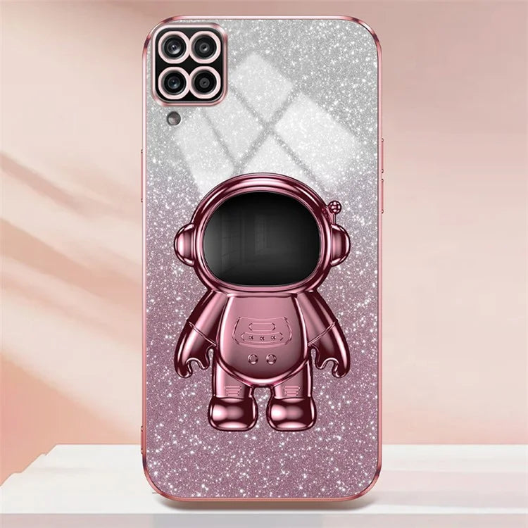 For Samsung Galaxy A22 4G (EU Version) PC+TPU Case Dustproof Phone Shell with Astronaut Kickstand