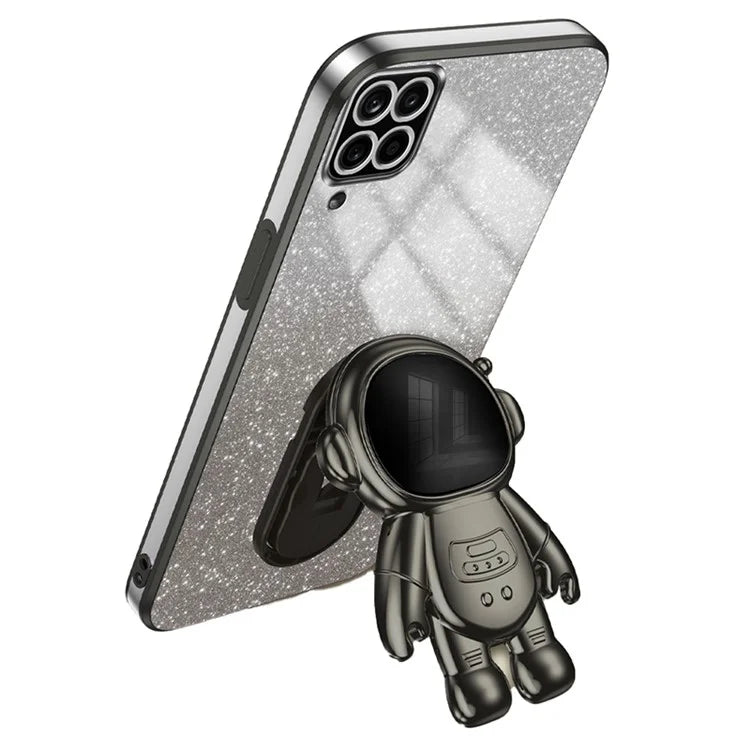 For Samsung Galaxy A22 4G (EU Version) PC+TPU Case Dustproof Phone Shell with Astronaut Kickstand