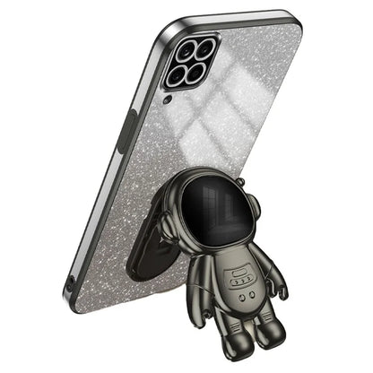 For Samsung Galaxy A22 4G (EU Version) PC+TPU Case Dustproof Phone Shell with Astronaut Kickstand