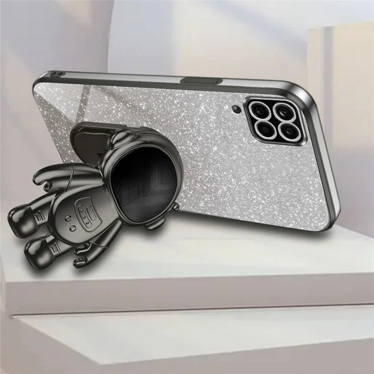 For Samsung Galaxy A22 4G (EU Version) PC+TPU Case Dustproof Phone Shell with Astronaut Kickstand