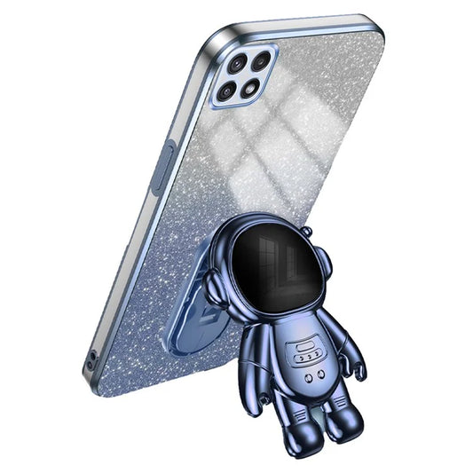For Samsung Galaxy A22 5G (EU Version) Dustproof Phone Cover Astronaut Kickstand PC+TPU Case