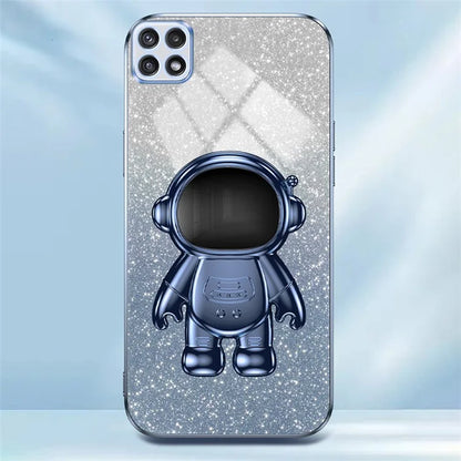 For Samsung Galaxy A22 5G (EU Version) Dustproof Phone Cover Astronaut Kickstand PC+TPU Case