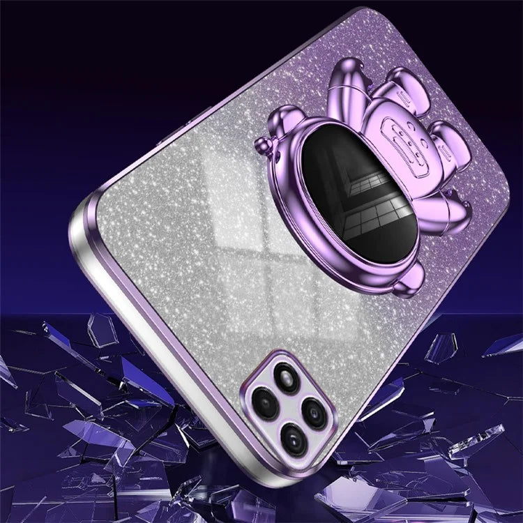 For Samsung Galaxy A22 5G (EU Version) Dustproof Phone Cover Astronaut Kickstand PC+TPU Case
