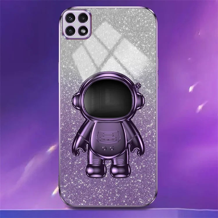 For Samsung Galaxy A22 5G (EU Version) Dustproof Phone Cover Astronaut Kickstand PC+TPU Case