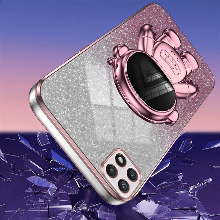For Samsung Galaxy A22 5G (EU Version) Dustproof Phone Cover Astronaut Kickstand PC+TPU Case