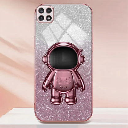 For Samsung Galaxy A22 5G (EU Version) Dustproof Phone Cover Astronaut Kickstand PC+TPU Case