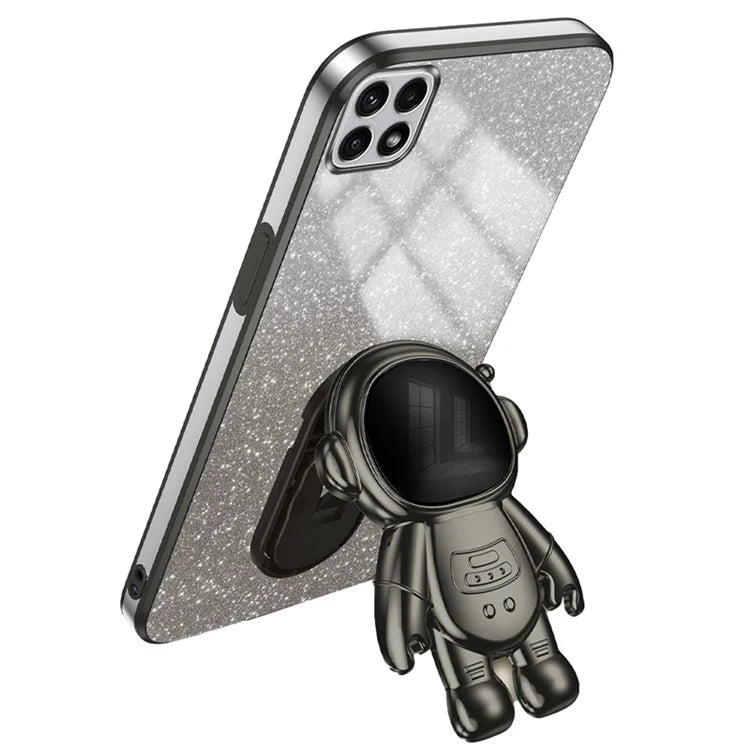 For Samsung Galaxy A22 5G (EU Version) Dustproof Phone Cover Astronaut Kickstand PC+TPU Case