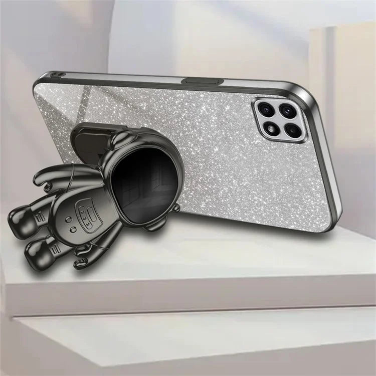 For Samsung Galaxy A22 5G (EU Version) Dustproof Phone Cover Astronaut Kickstand PC+TPU Case