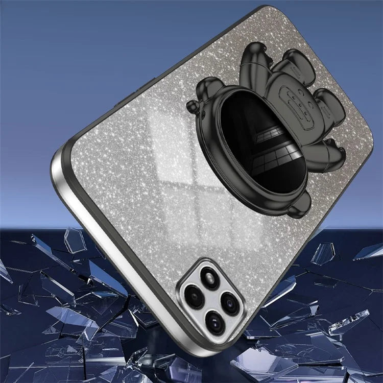 For Samsung Galaxy A22 5G (EU Version) Dustproof Phone Cover Astronaut Kickstand PC+TPU Case