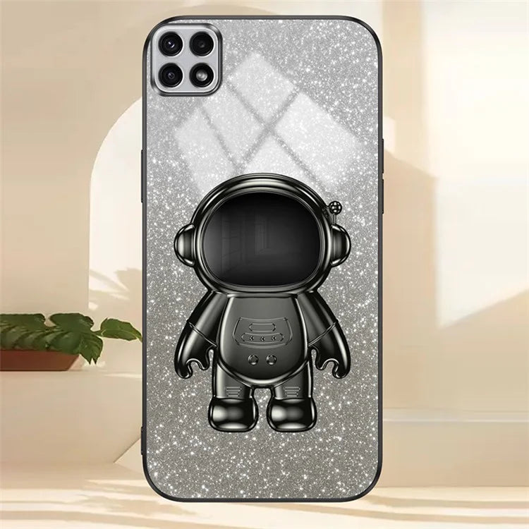 For Samsung Galaxy A22 5G (EU Version) Dustproof Phone Cover Astronaut Kickstand PC+TPU Case