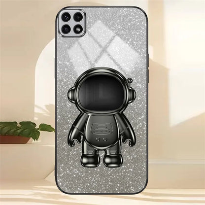 For Samsung Galaxy A22 5G (EU Version) Dustproof Phone Cover Astronaut Kickstand PC+TPU Case