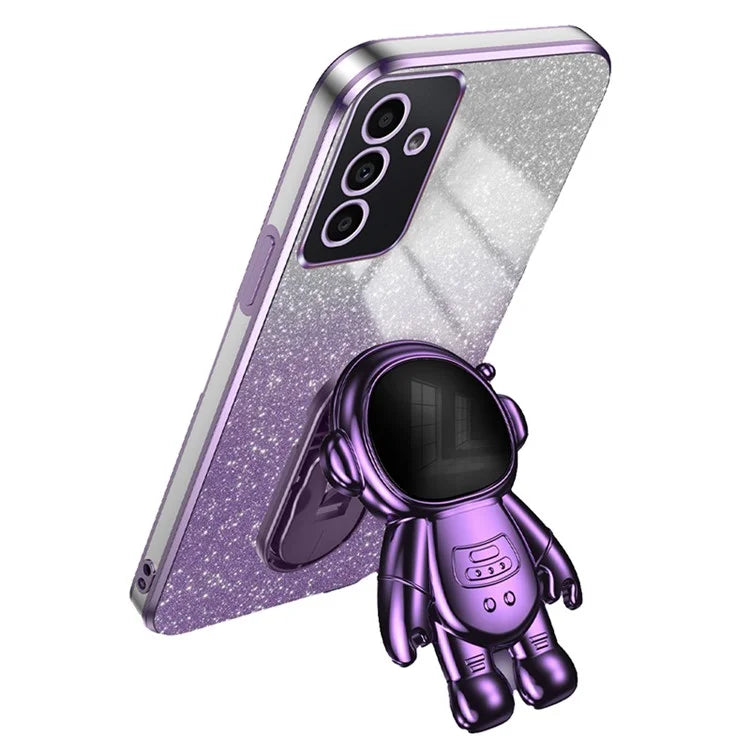 For Samsung Galaxy A24 4G Case PC+TPU Anti-scratch Phone Cover with Astronaut Kickstand