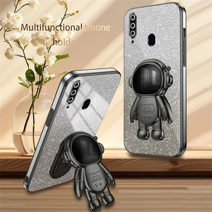 For Samsung Galaxy A20s Phone Cover Drop-resistant PC+TPU Astronaut Kickstand Case