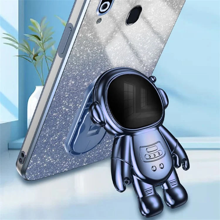 For Samsung Galaxy A20s Phone Cover Drop-resistant PC+TPU Astronaut Kickstand Case