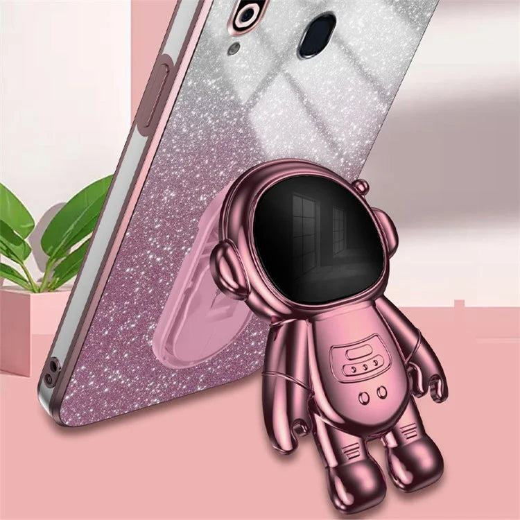 For Samsung Galaxy A20s Phone Cover Drop-resistant PC+TPU Astronaut Kickstand Case