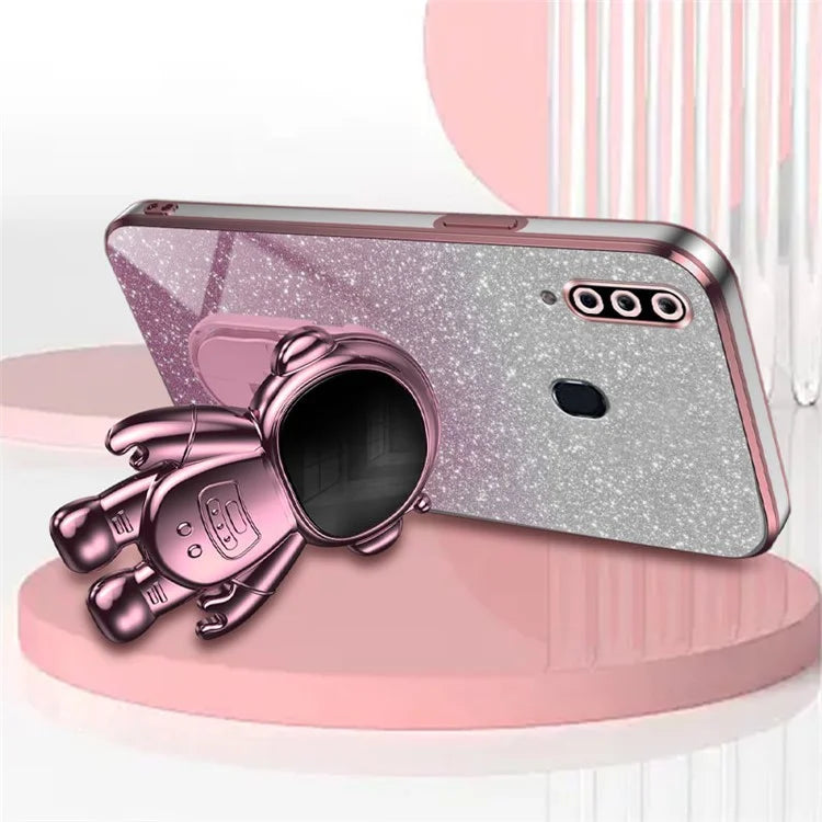 For Samsung Galaxy A20s Phone Cover Drop-resistant PC+TPU Astronaut Kickstand Case