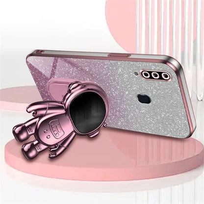 For Samsung Galaxy A20s Phone Cover Drop-resistant PC+TPU Astronaut Kickstand Case