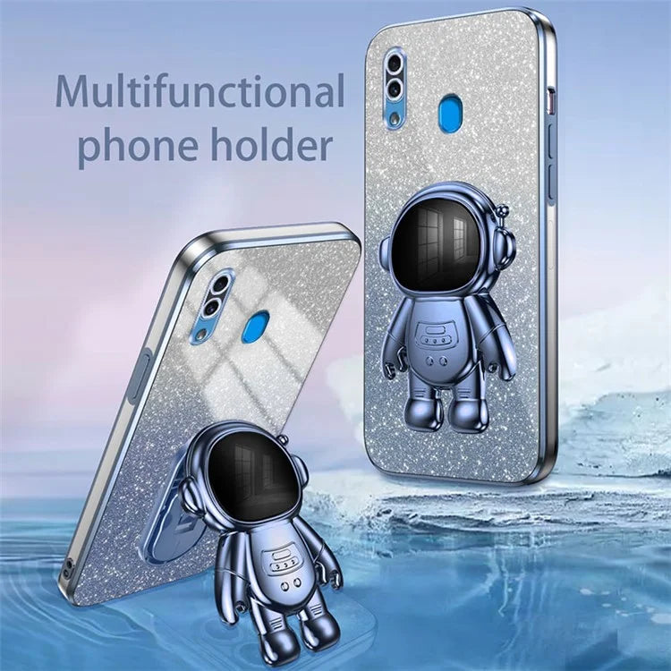 For Samsung Galaxy A20 / A30 Case Glitter PC+TPU Astronaut Kickstand Back Cover