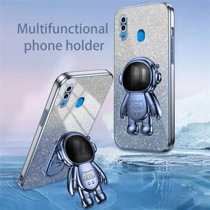 For Samsung Galaxy A20 / A30 Case Glitter PC+TPU Astronaut Kickstand Back Cover