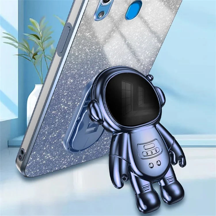 For Samsung Galaxy A20 / A30 Case Glitter PC+TPU Astronaut Kickstand Back Cover