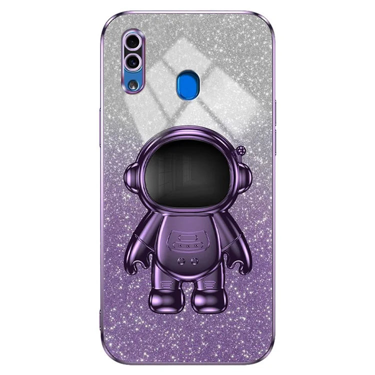 For Samsung Galaxy A20 / A30 Case Glitter PC+TPU Astronaut Kickstand Back Cover