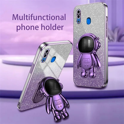 For Samsung Galaxy A20 / A30 Case Glitter PC+TPU Astronaut Kickstand Back Cover